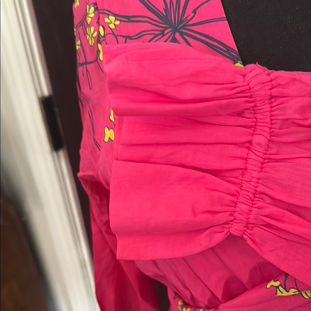Pink Embellished Wrap Blouse with Long Sleeves - Picture 2 of 3